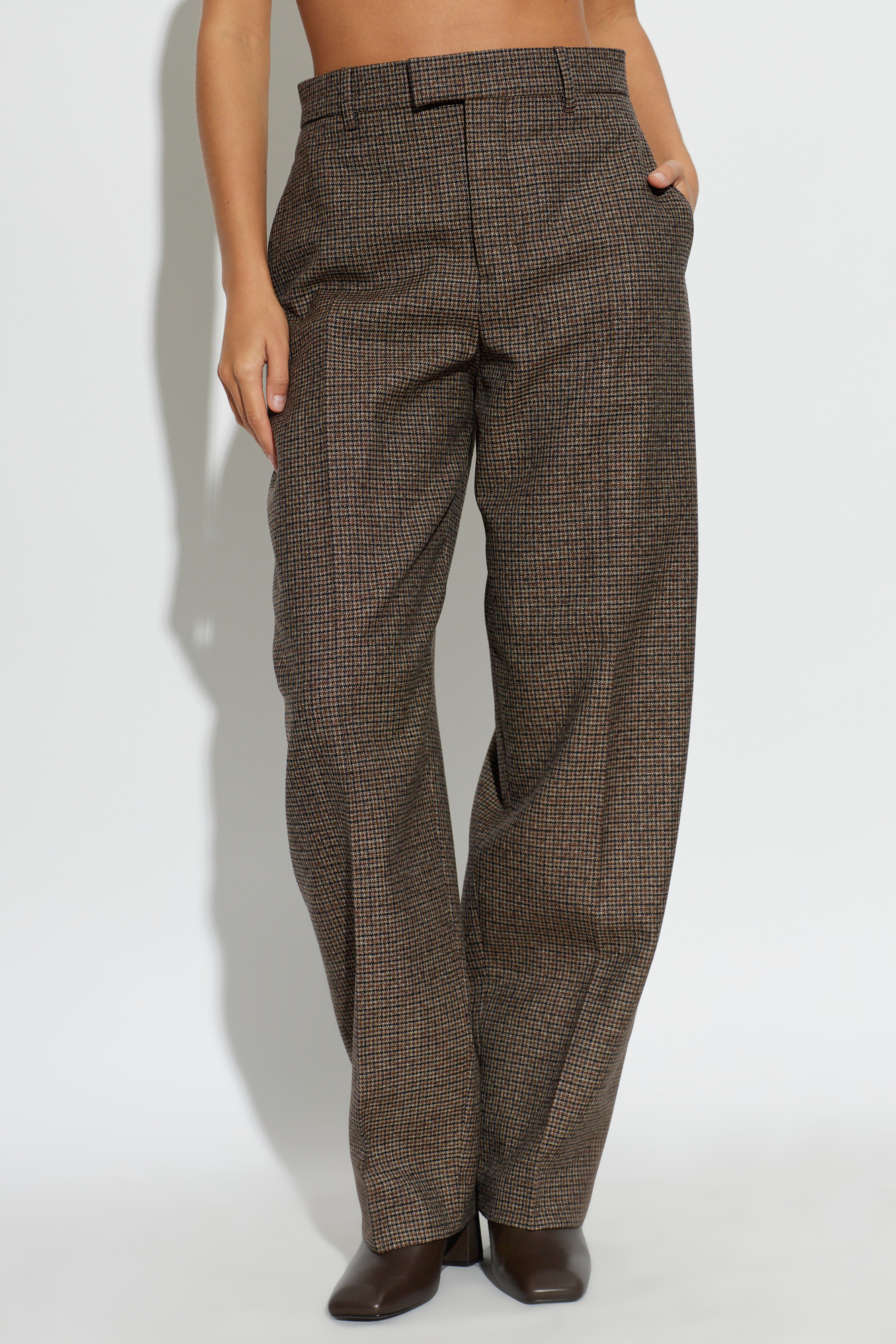 Ami Alexandre Mattiussi Brown Wool Checked Trousers | Women's | Vitkac
